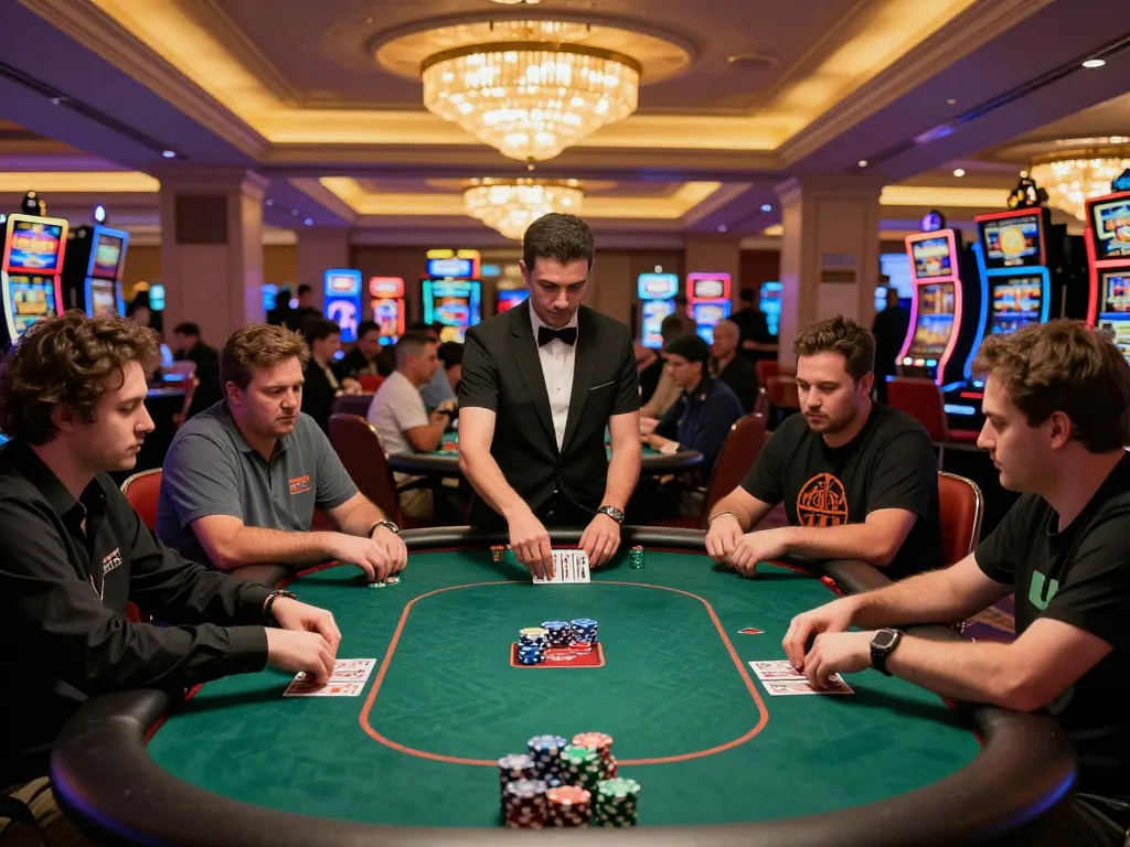 Experience server thailand while playing at an upscale poker game in Las Vegas, showcasing competitive atmosphere and strategic player interactions.