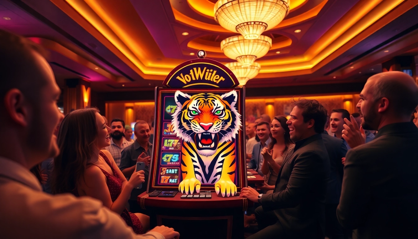 การเล่น tiger24 บนเครื่องสล็อตที่มีธีมเสือท่ามกลางบรรยากาศคาสิโนสุดหรู