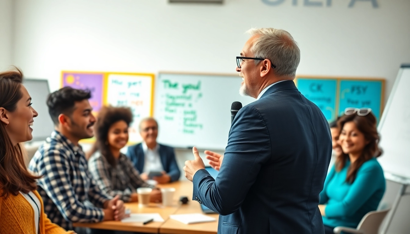 Public Speaking Coach leading an engaging workshop with diverse participants.