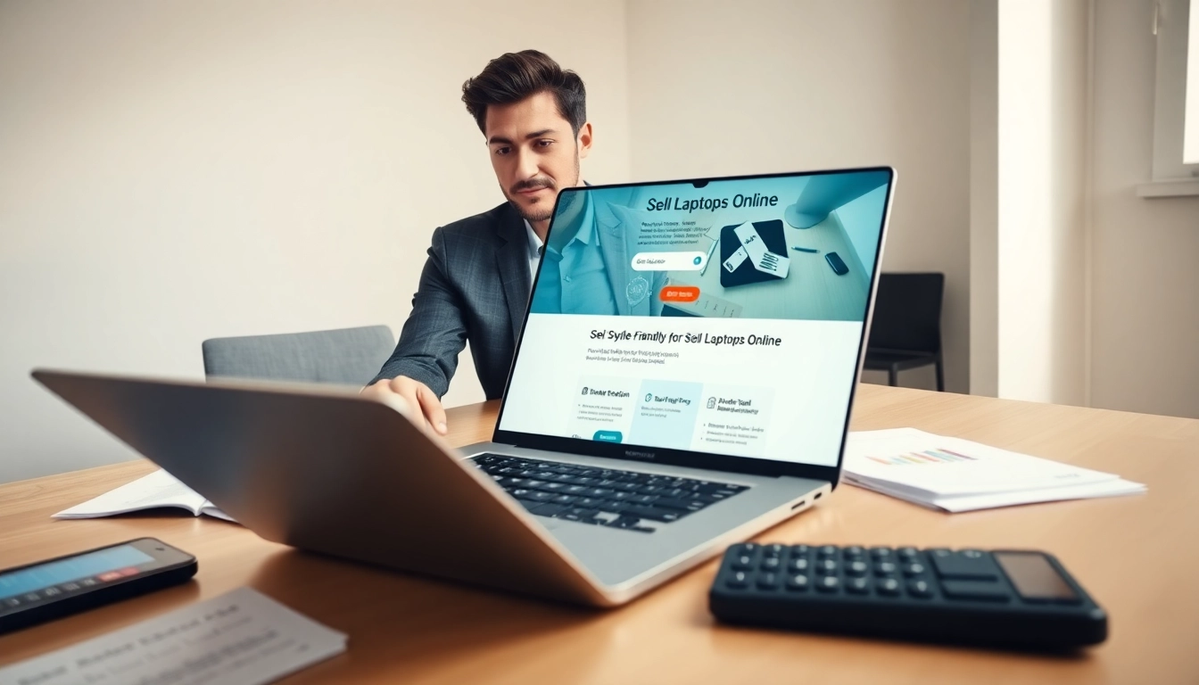 Sell my laptop fast with a professional setting highlighting efficient online sales.