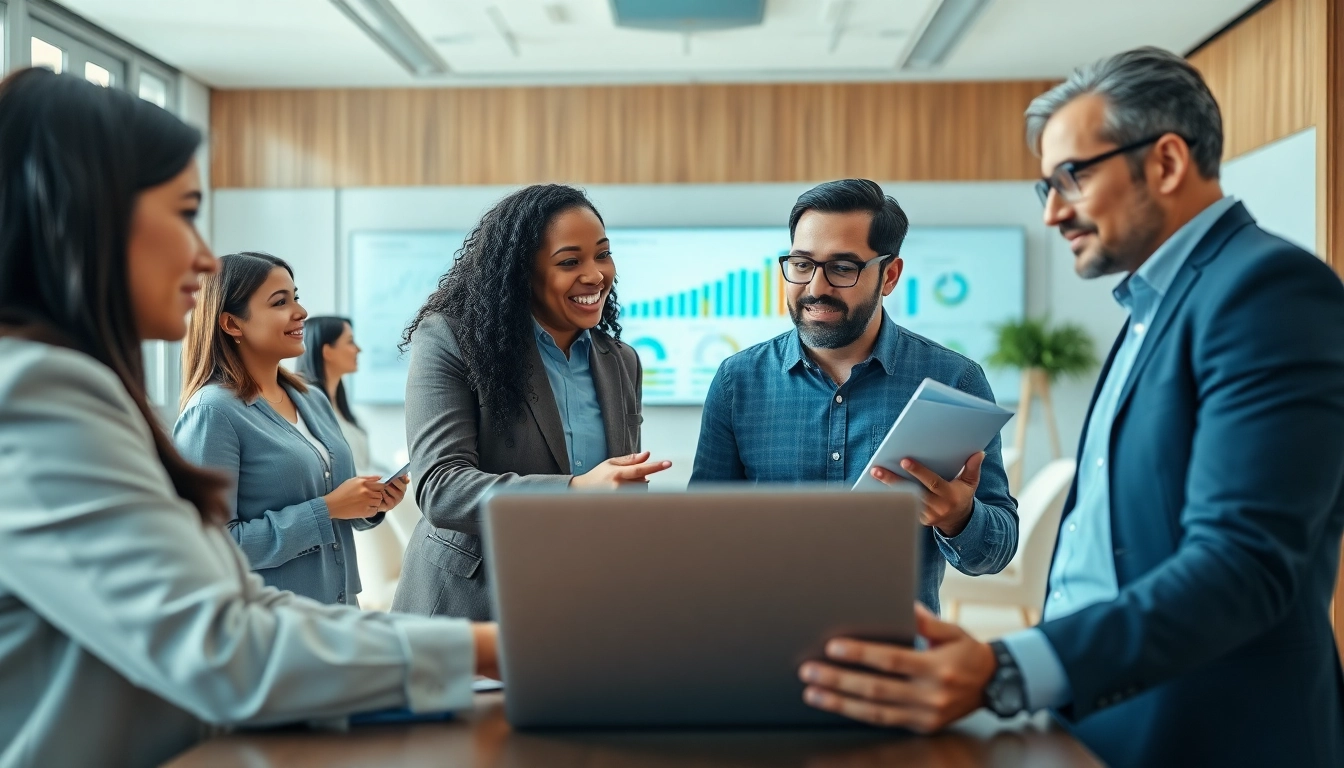 Engaged professionals at https://www.shiverhamilton.com analyzing data in a bright, modern office