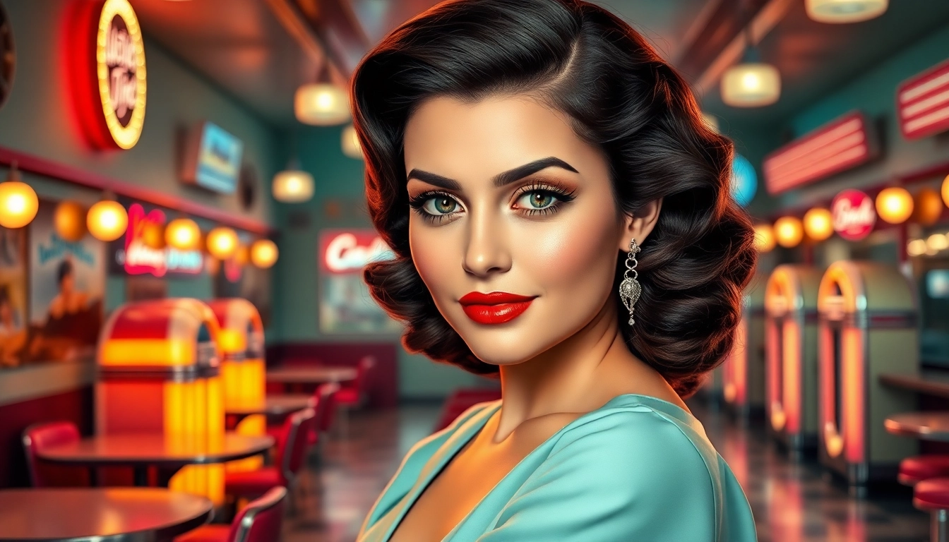 Glamorous depiction of a Vargas Girl in a vintage setting from https://www.esquirevargas.com, showcasing classic beauty.