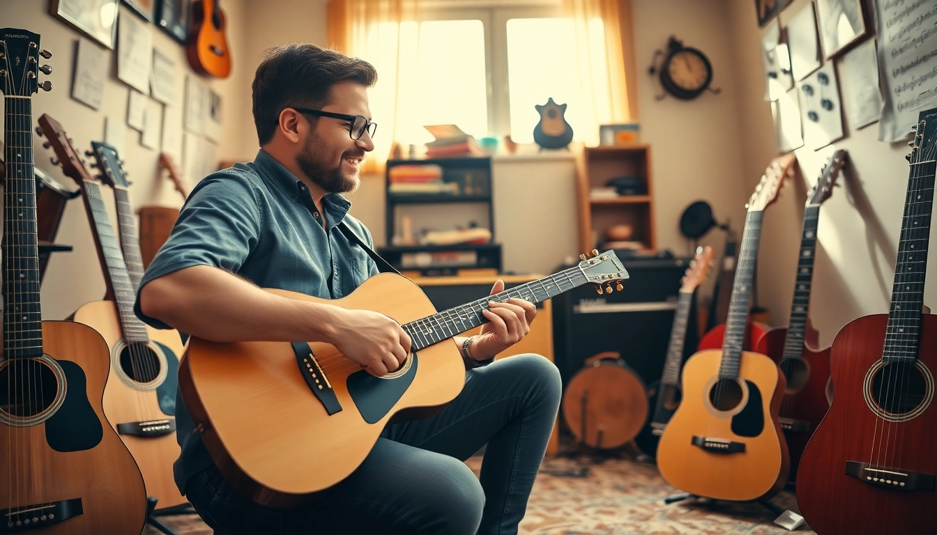 Engaging guitar lesson at https://guitarlessons.co.uk with personal interaction and musical creativity.
