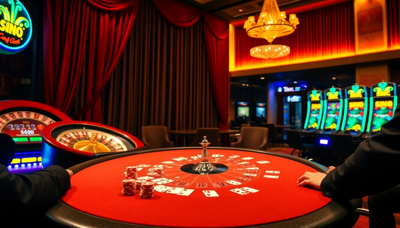 Engager les joueurs autour d'une table de poker luxueuse dans une atmosphère de casino en ligne