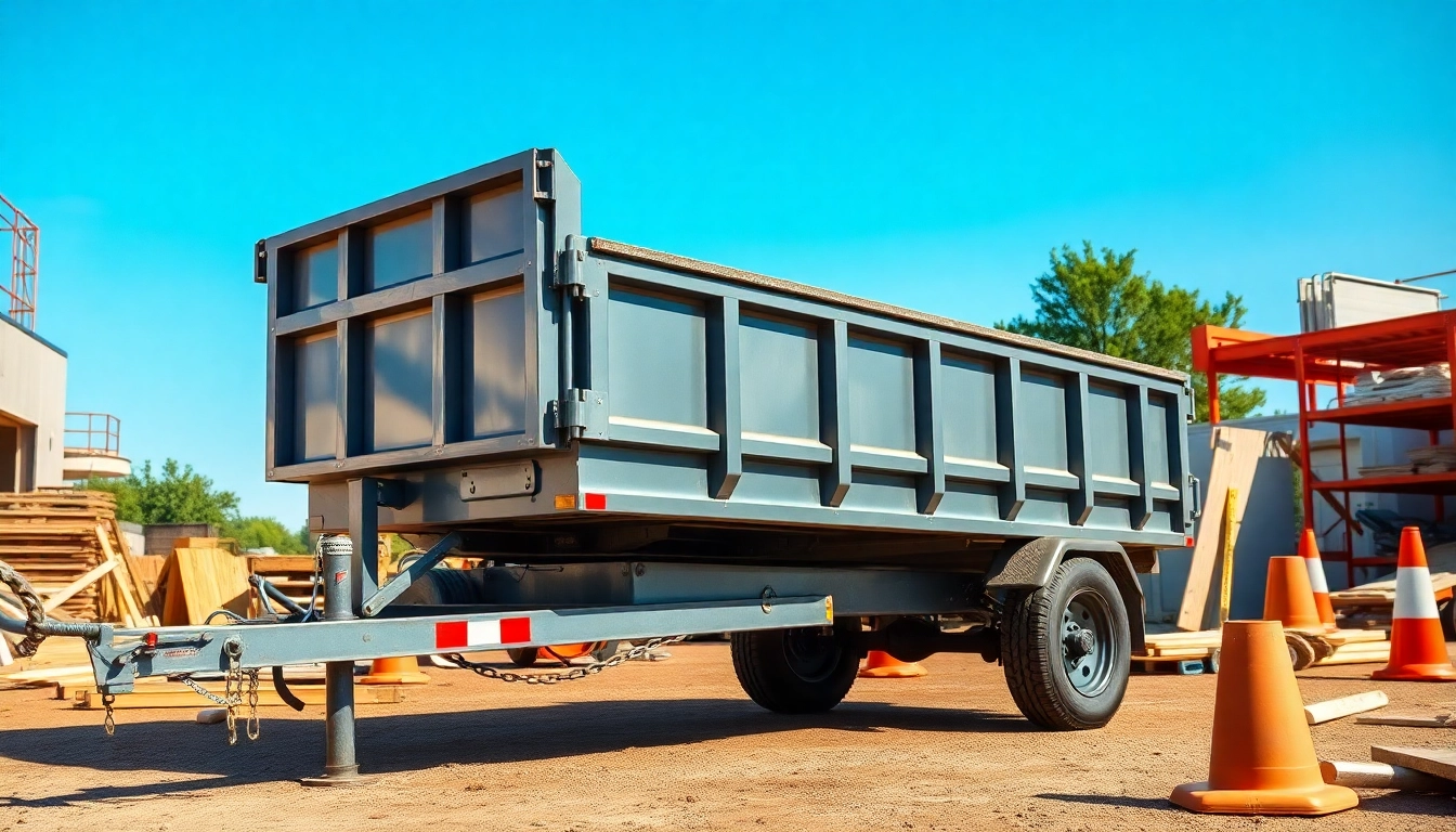 Dump trailer rental Pasco County features a robust trailer on a sunny construction site.