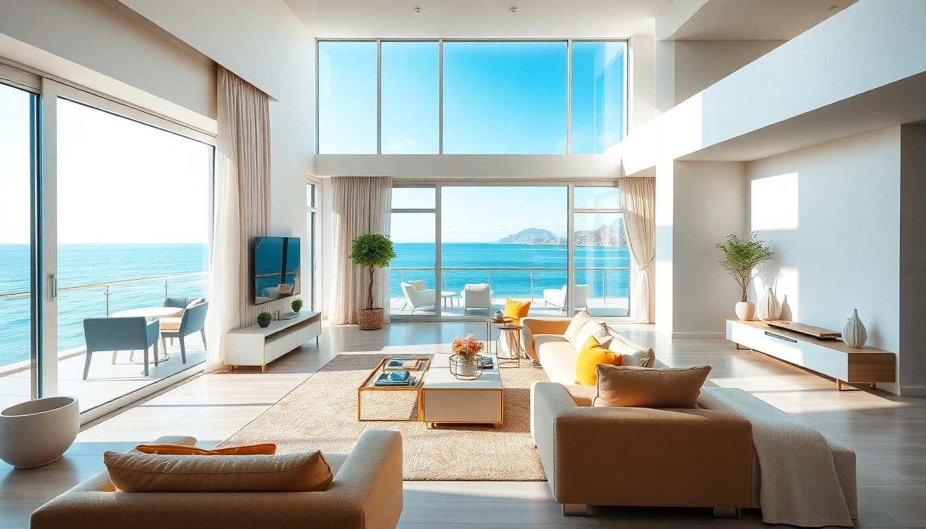 Buy apartment in Alanya featuring a modern living space with stunning views and natural light.