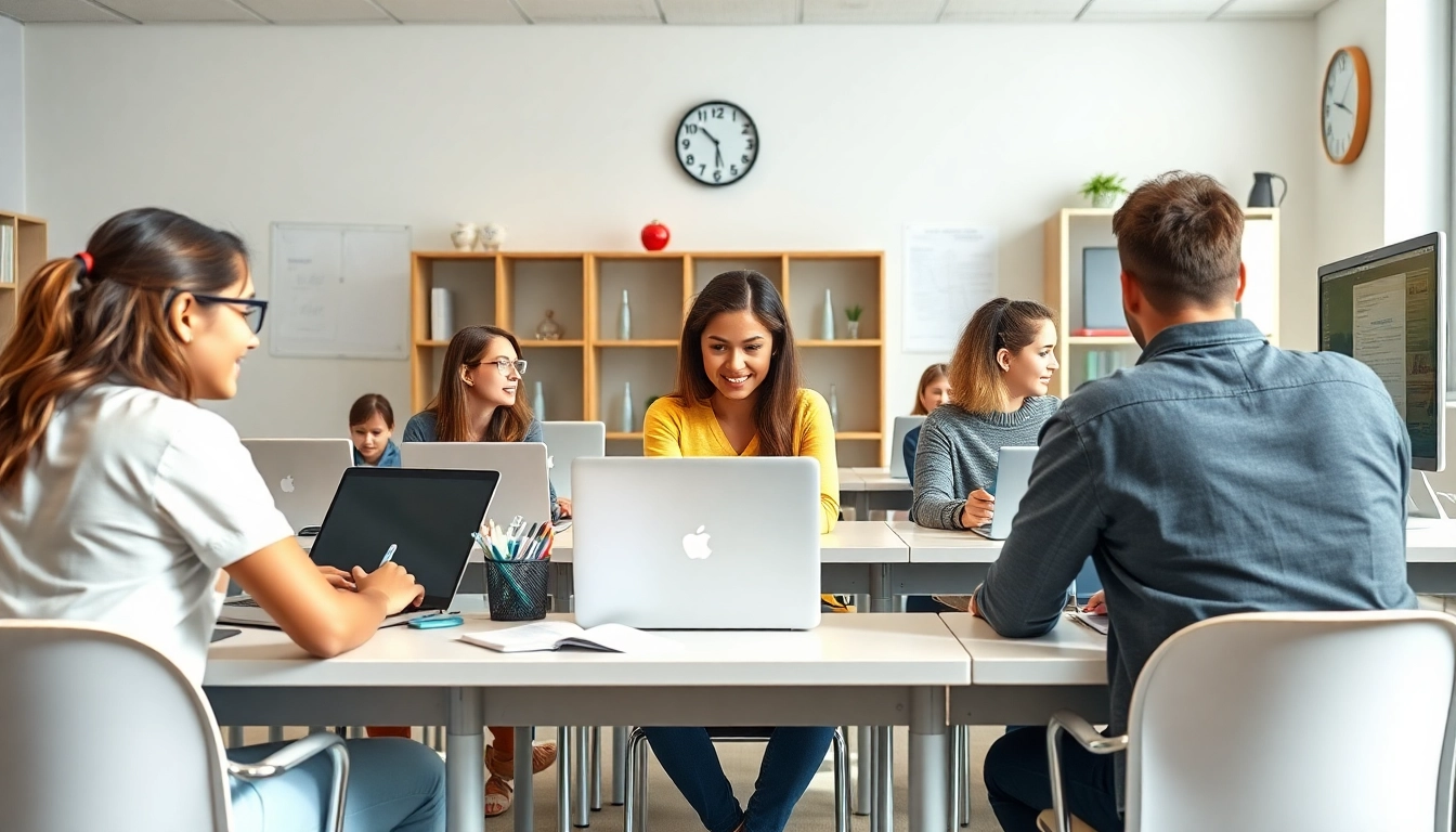Students receiving proctored exam help in a bright, organized study environment.