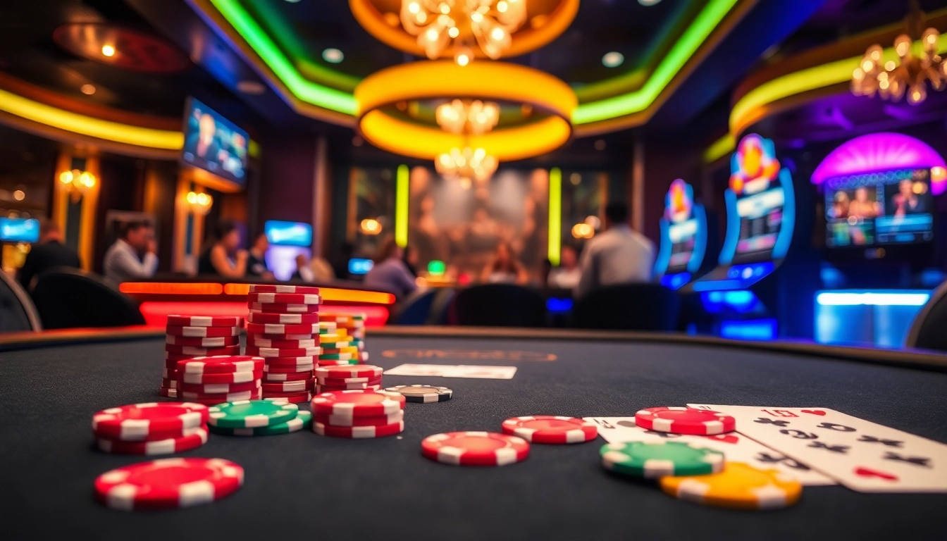 Experience real gaming at Online casino Uk with vibrant tables, chips, and players in a lively casino.