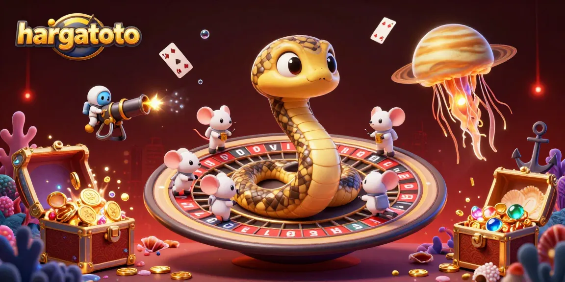 Experience hargatoto in an exciting cosmic casino scene with vibrant gambling elements.