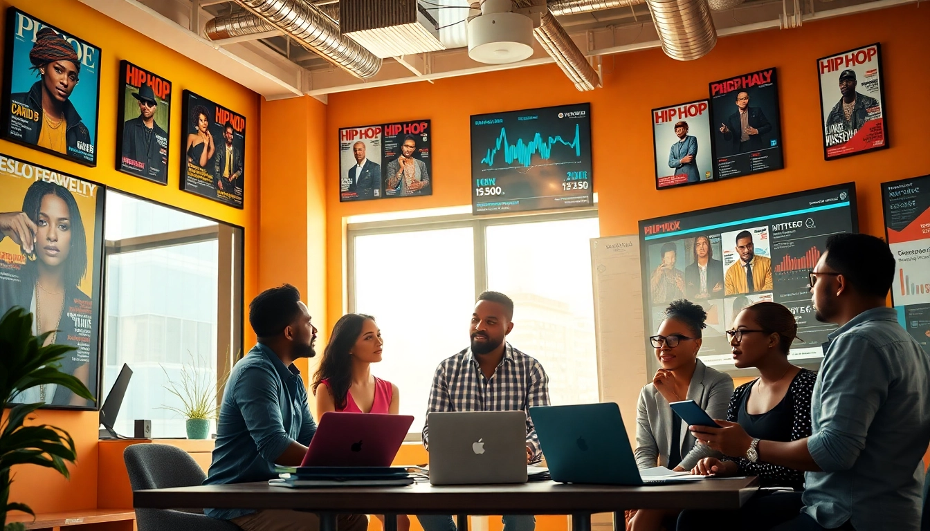 Innovative hip hop pr agency team strategizing to boost artists' visibility and engagement.