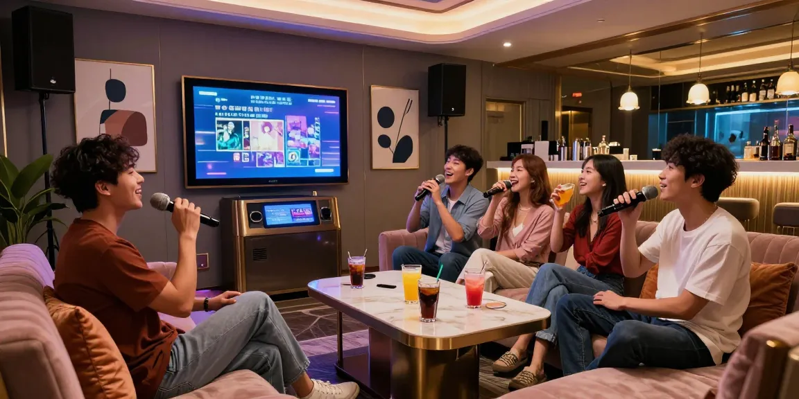 강남 가라오케에서 친구들과 함께 즐거운 시간을 보내는 고급스러운 노래방의 모습