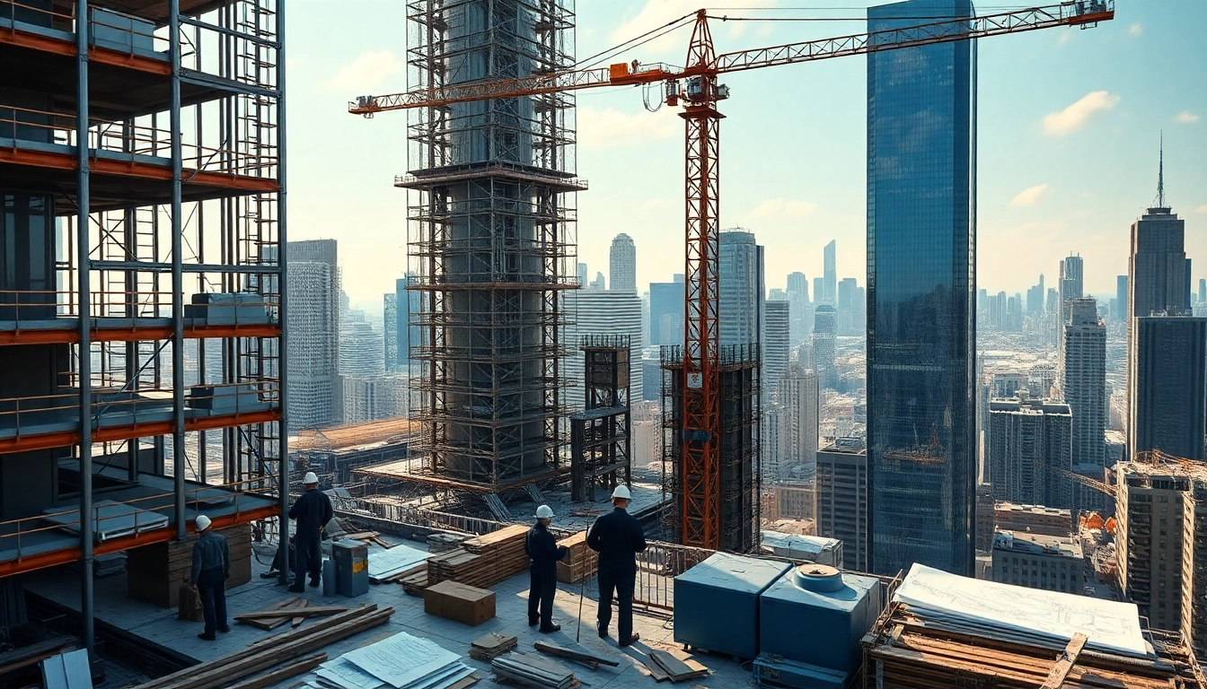 New York City General Contractor collaborating on a skyscraper project amidst urban construction.