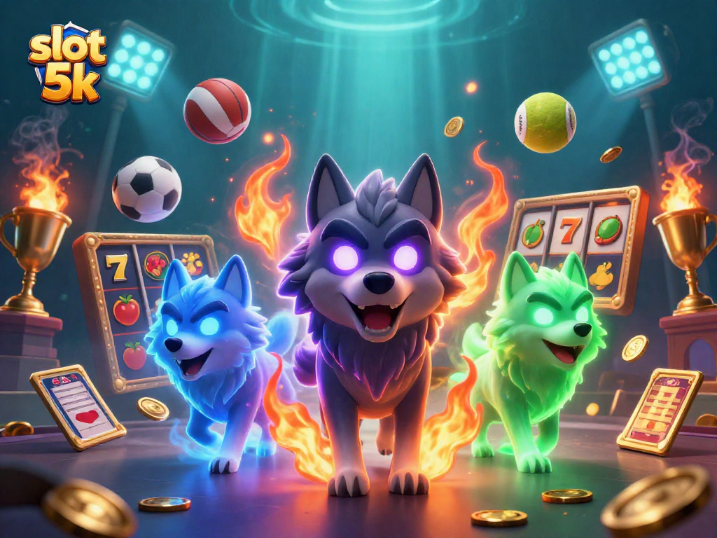 Experience thrilling wins with slot 5k in this vibrant casino illustration featuring dynamic game elements.