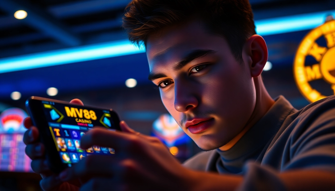 Engaging moment in MV88 game interface showcasing excitement and luxury in online gambling.