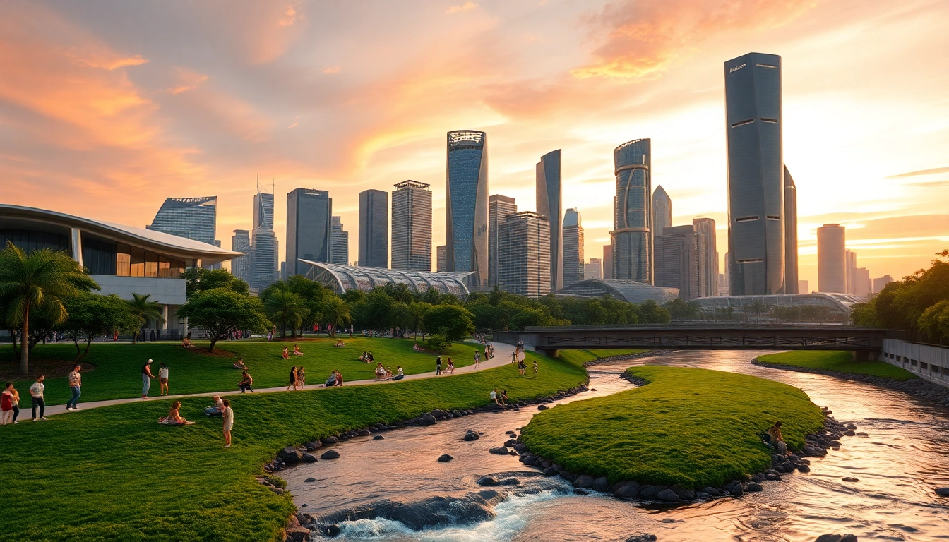 View of futuristic cityscape at dusk showcasing innovation and community at https://www.trilgameshproject.com.