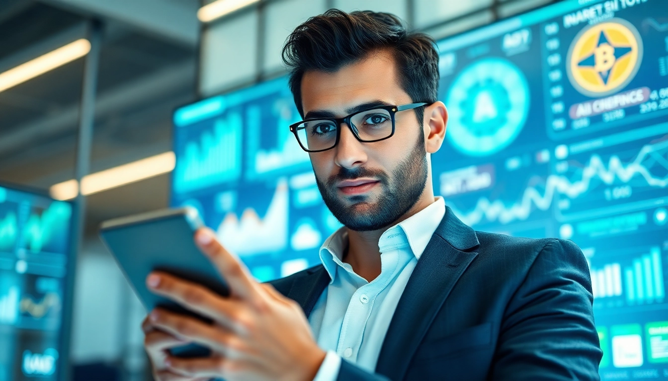 Dinis Guarda engaging with technology in a modern office, showcasing expertise in AI and blockchain.