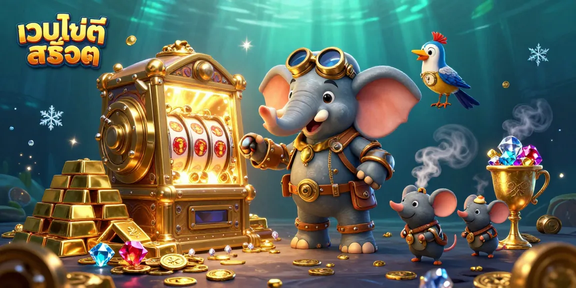Spin the golden slot machine at เว็บไซต์สล็อต with steampunk elephant engineer!