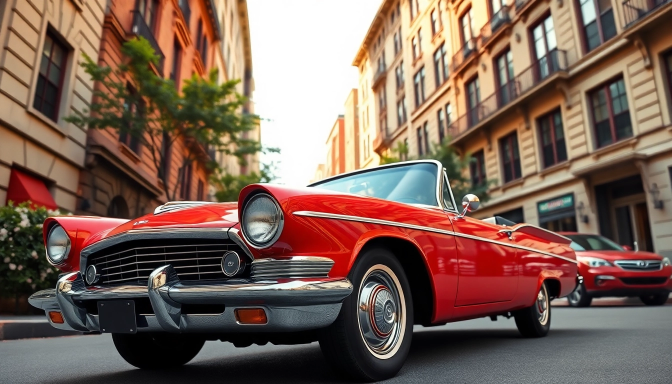 PRA Classic Cars showcased in a vibrant city setting, highlighting vintage beauty.