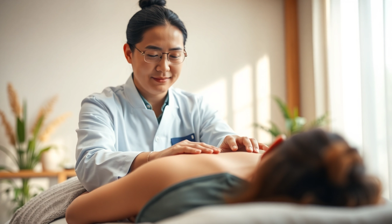 Slot depo 5k dalam terapi TCM di klinik, dengan pasien yang tenang dan profesional yang fokus.