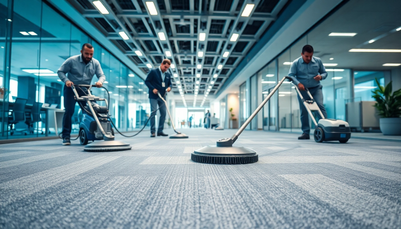 Efficient carpet cleaning services for businesses in savannah with professional technicians in action.