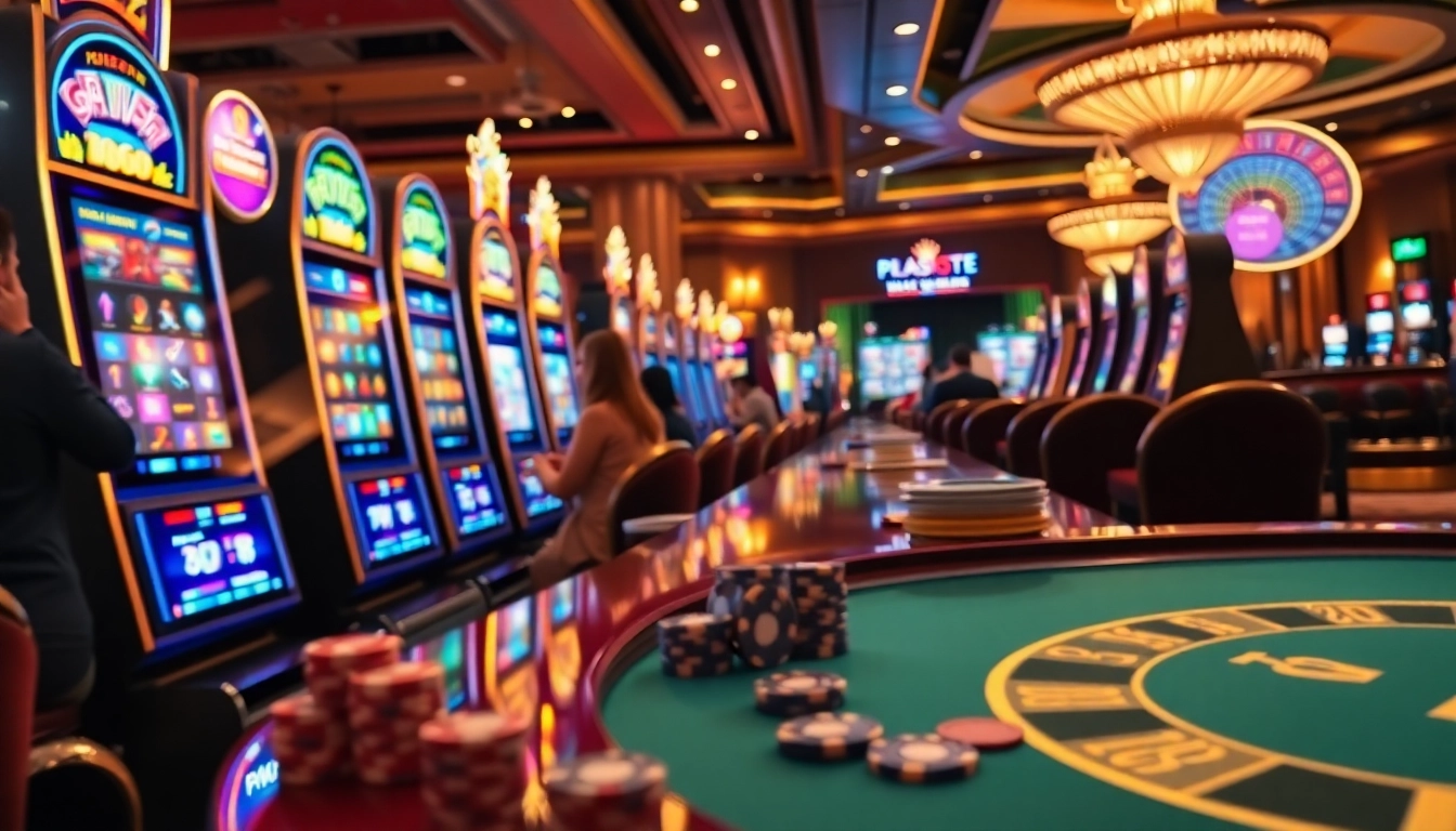 Players enjoying immersive pg slot experiences in a luxurious casino setting.