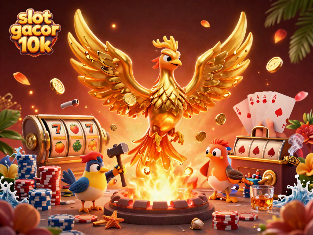 Engage in thrilling gameplay with slot gacor 10k featuring a phoenix and vibrant casino elements.