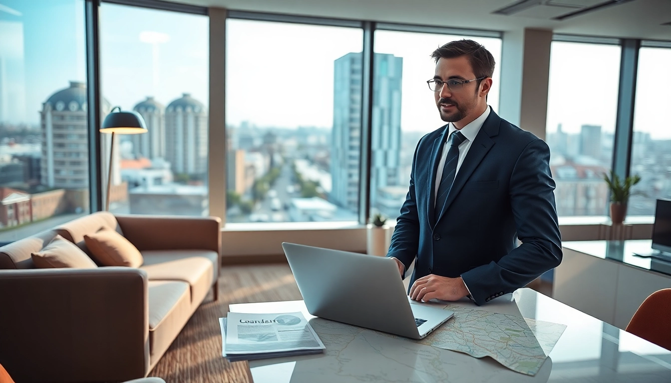 Discussing guaranteed rent in Southall with a professional real estate agent in a modern office.