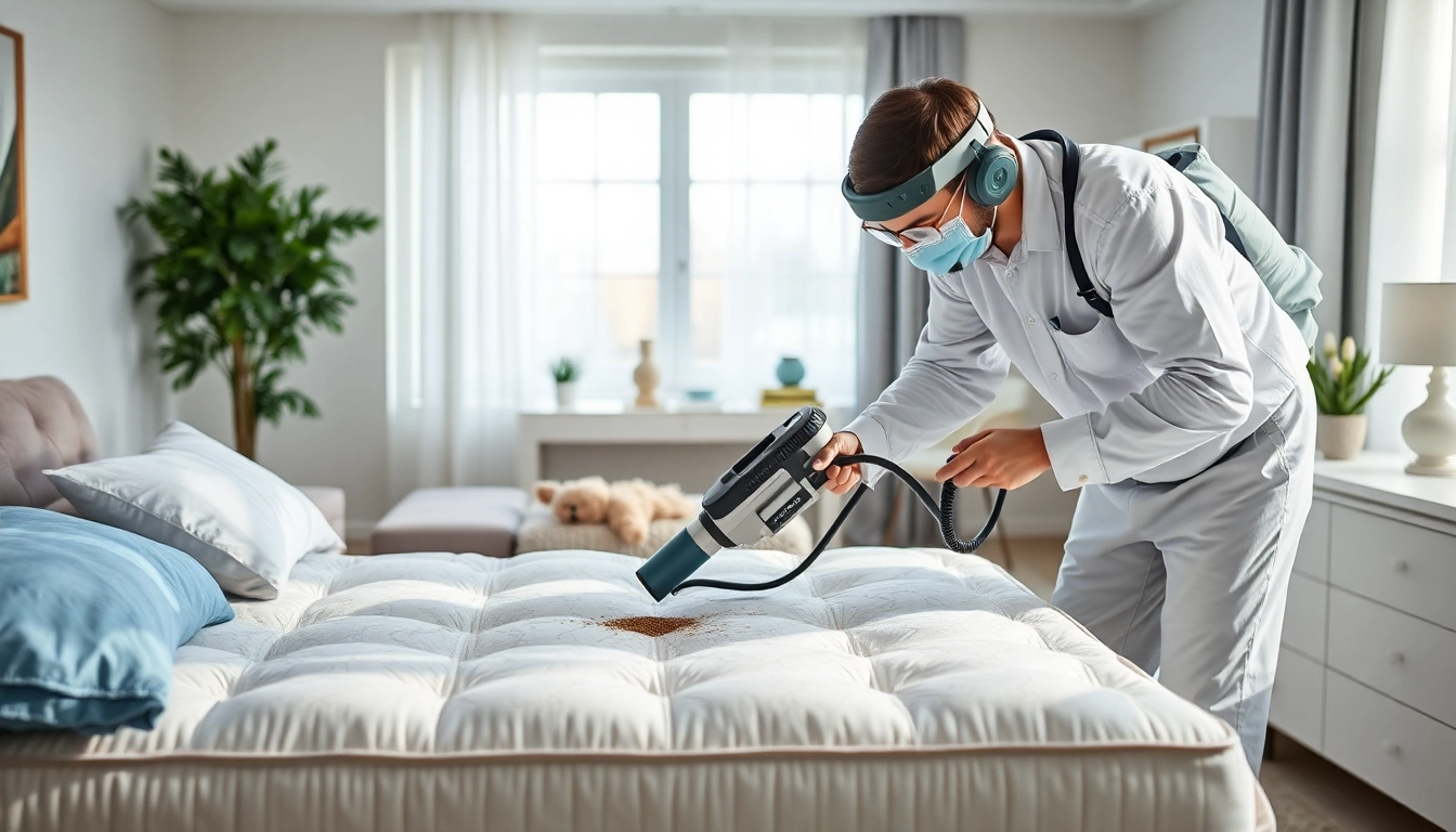 Treating bed bugs effectively with https://affordablebedbugexterminators.com in a cozy bedroom environment.