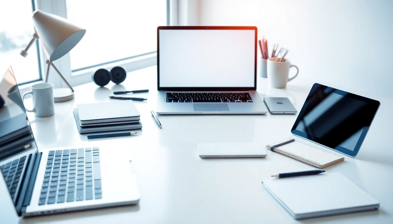 fab u tech workspace showcasing innovative gadgets and tools in a modern setting