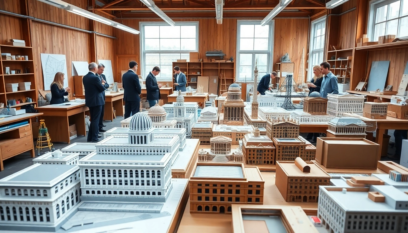 Architekturmodellbau Berlin bei der Arbeit an detaillierten Modellen.