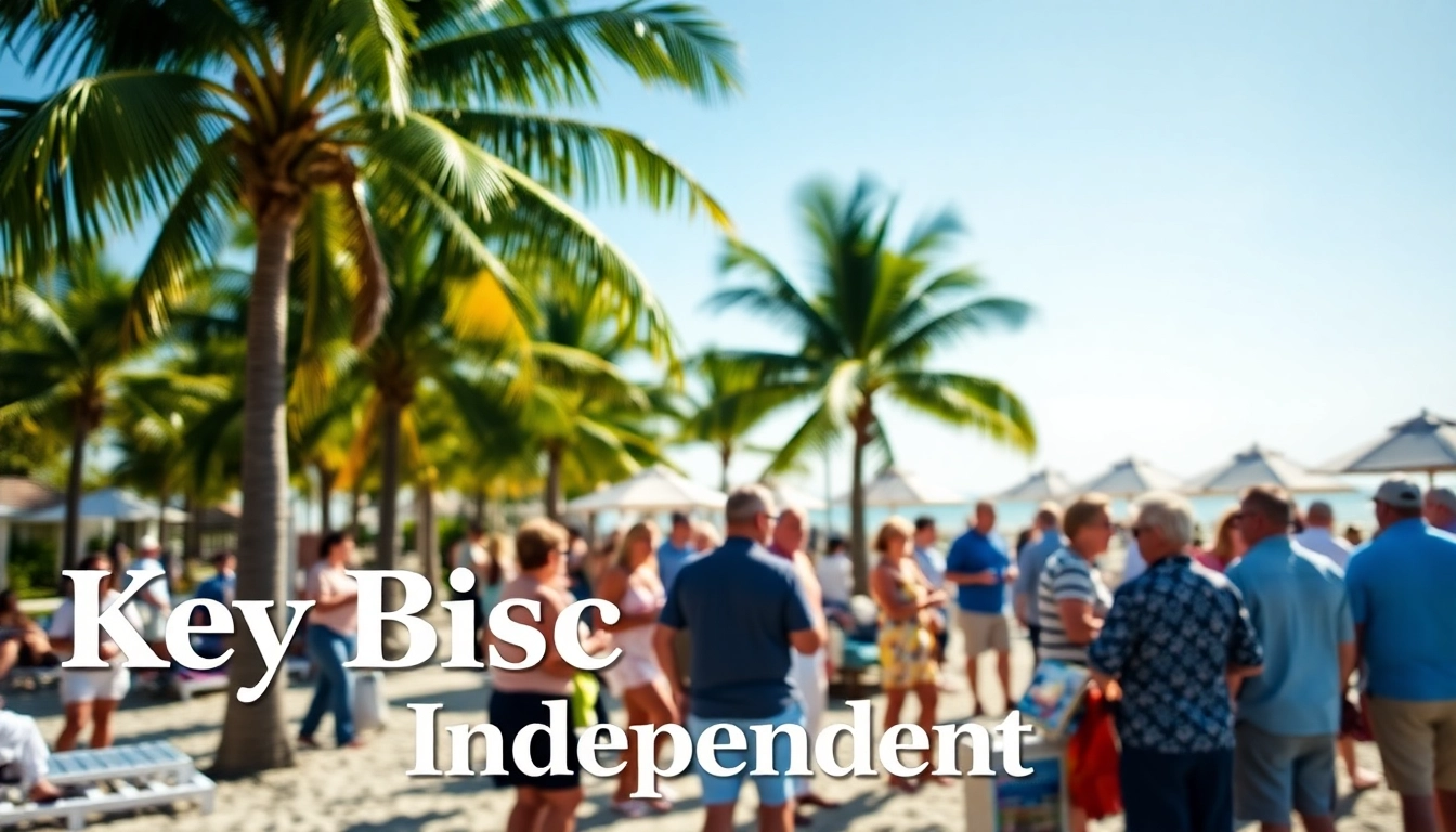 Highlighting https://kbindependent.org/ within a vibrant community news scene, showcasing local residents engaged in discussion.