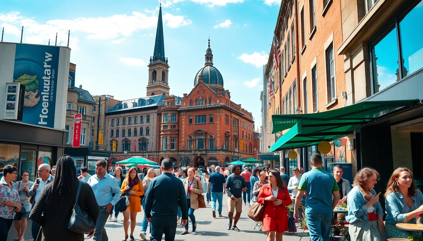 Vibrant city life scene in Coventry showcasing community spirit at coventryhub.co.uk.