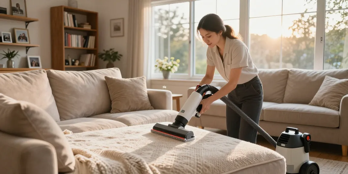 Upholstery cleaning near me showcased in a cozy living room with professional equipment.