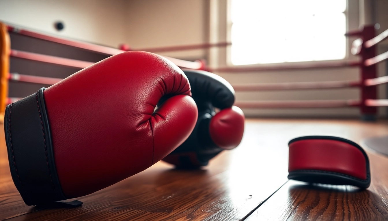 MMA gloves showcasing their quality and design on a gym floor, perfect for training.