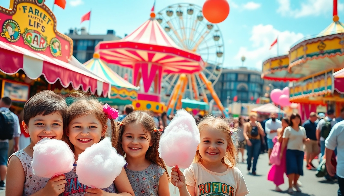 Exciting funfair hire newcastle with children enjoying rides and games in a vibrant carnival atmosphere.