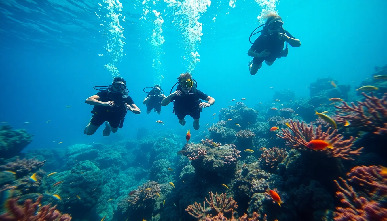 Scuba divers exploring vibrant coral reefs full of marine life at https://marvinscubaexpeditions.com.