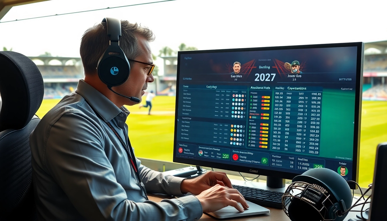 Analyze cricket betting tips 7 in a vibrant outdoor setting with cricket gear and digital betting stats.