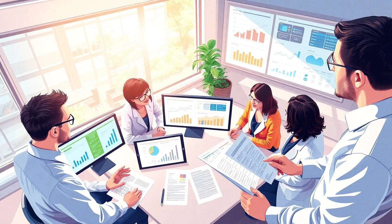 Utilizing AI for competitive intelligence in a vibrant research setting with diverse team collaboration.