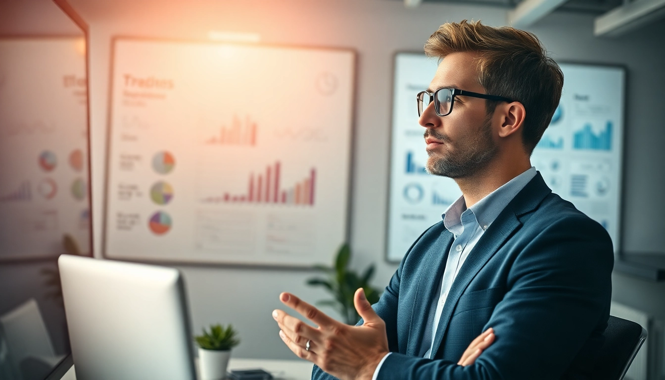 View of a business analyst presenting insights about technology trends on https://antrepost.com.