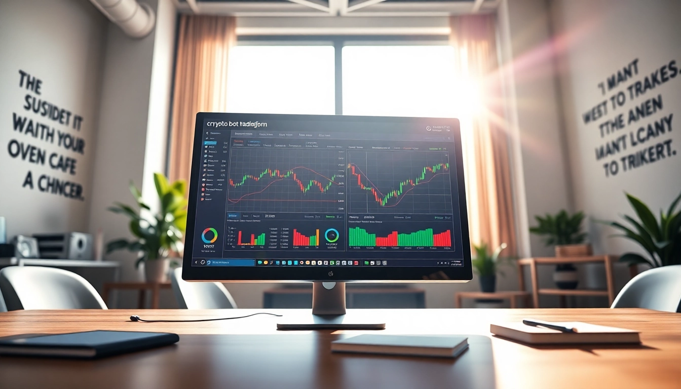 Engaging crypto trading bot platform dashboard showcasing automated trading strategies in a professional workspace.