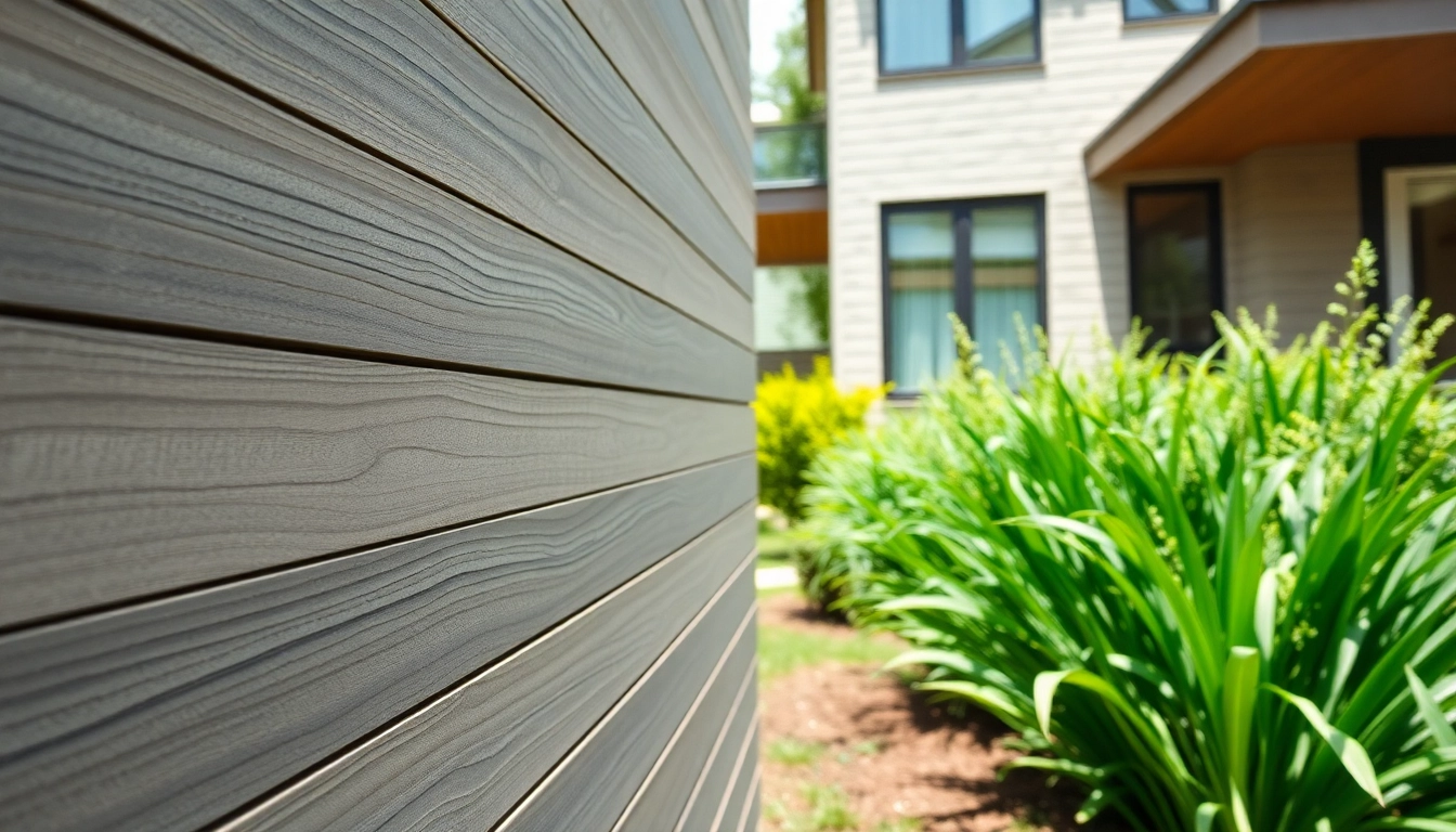 Showcasing Composite Wall Cladding with a smooth finish against a modern residential backdrop.