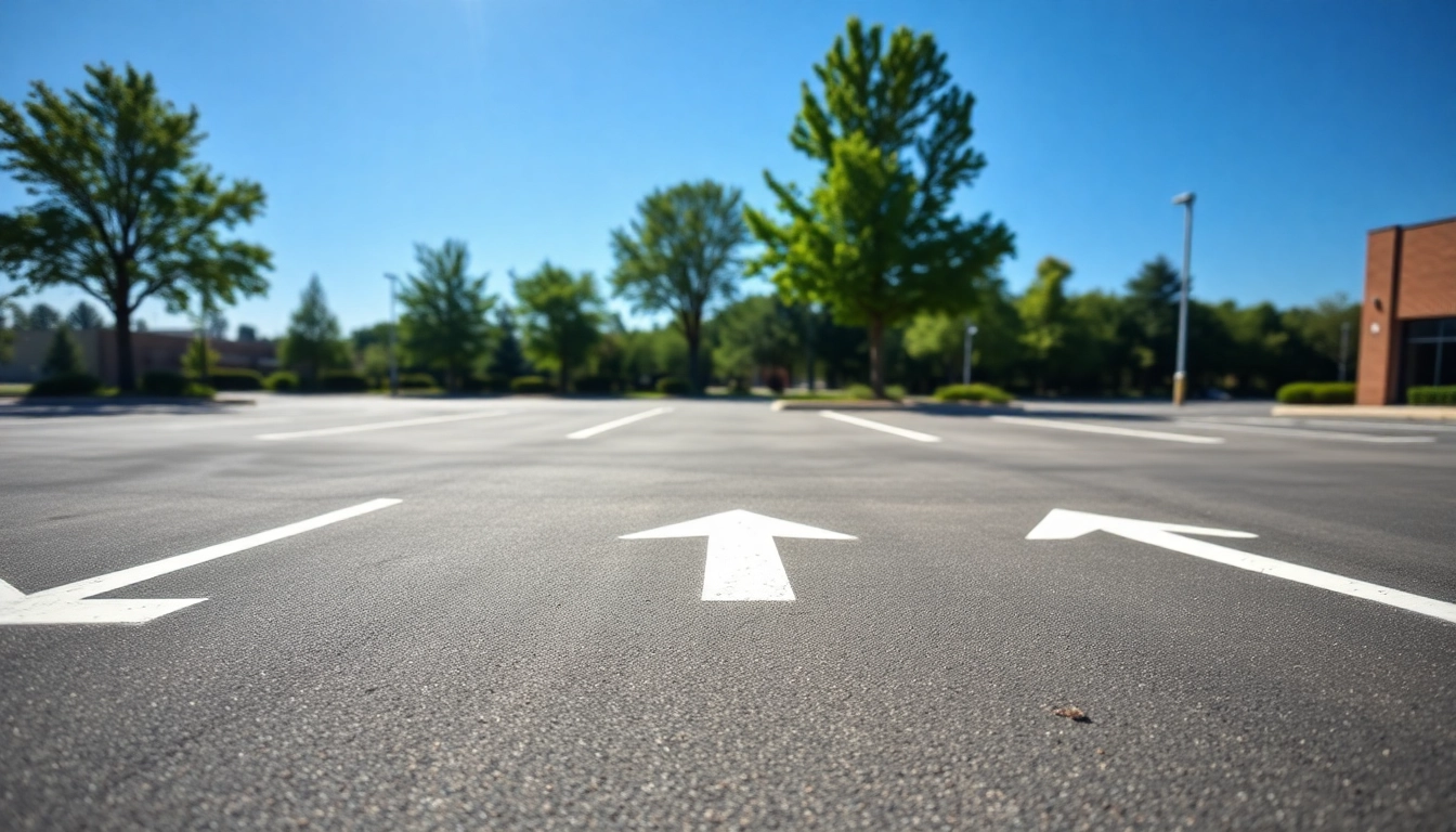Parking lot striping Brandon MS displayed with clear markings and organized layout.