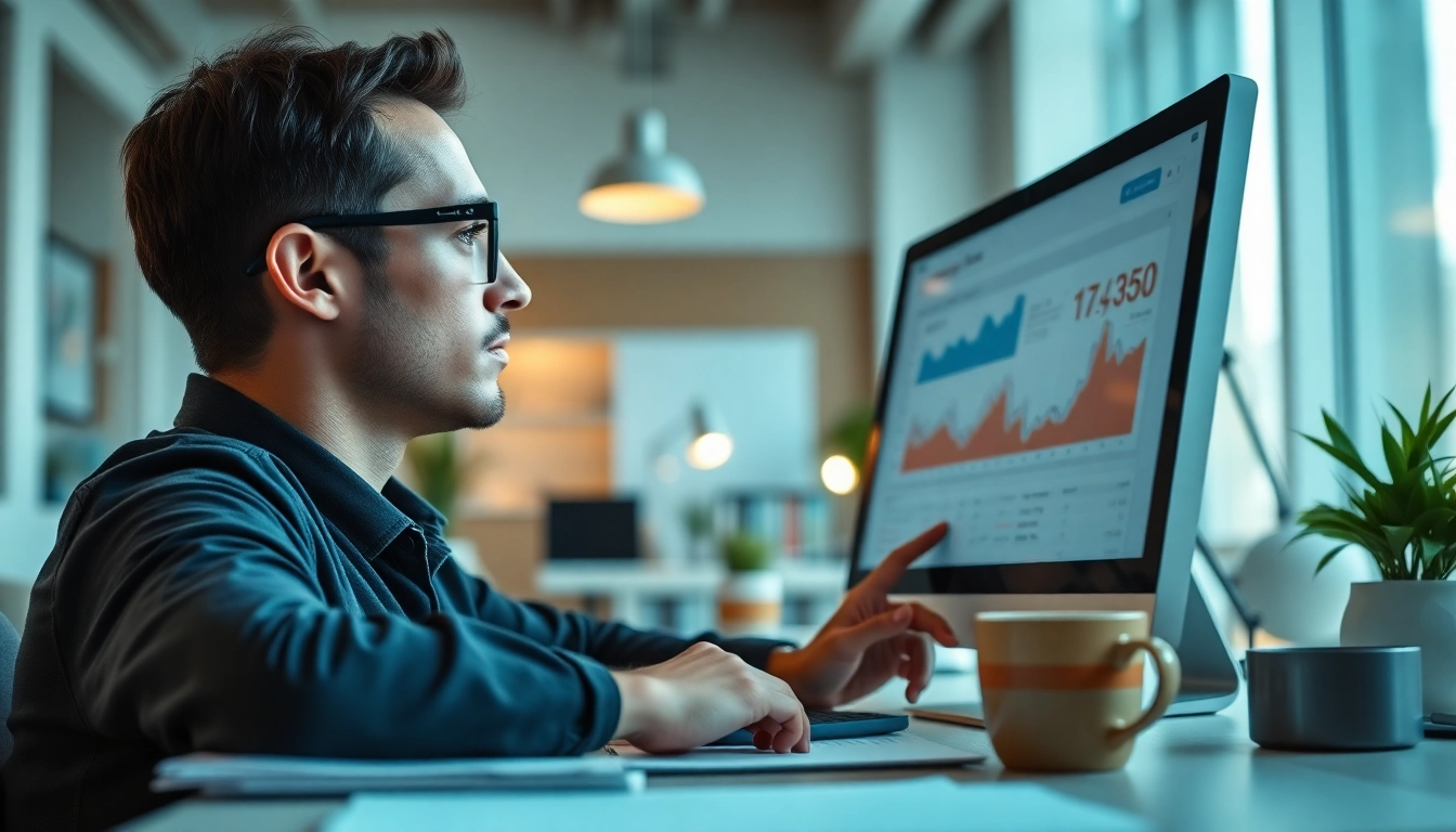 Analysiere Google SEO-Daten auf einem Computerbildschirm mit Grafiken und Notizen.
