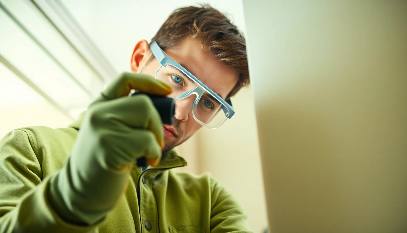 Professional exterminator near me inspecting a home for pests in a clean and well-lit environment.