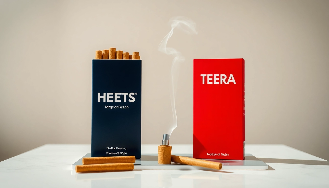Understand the difference between HEETS and TEREA tobacco sticks with detailed product display.