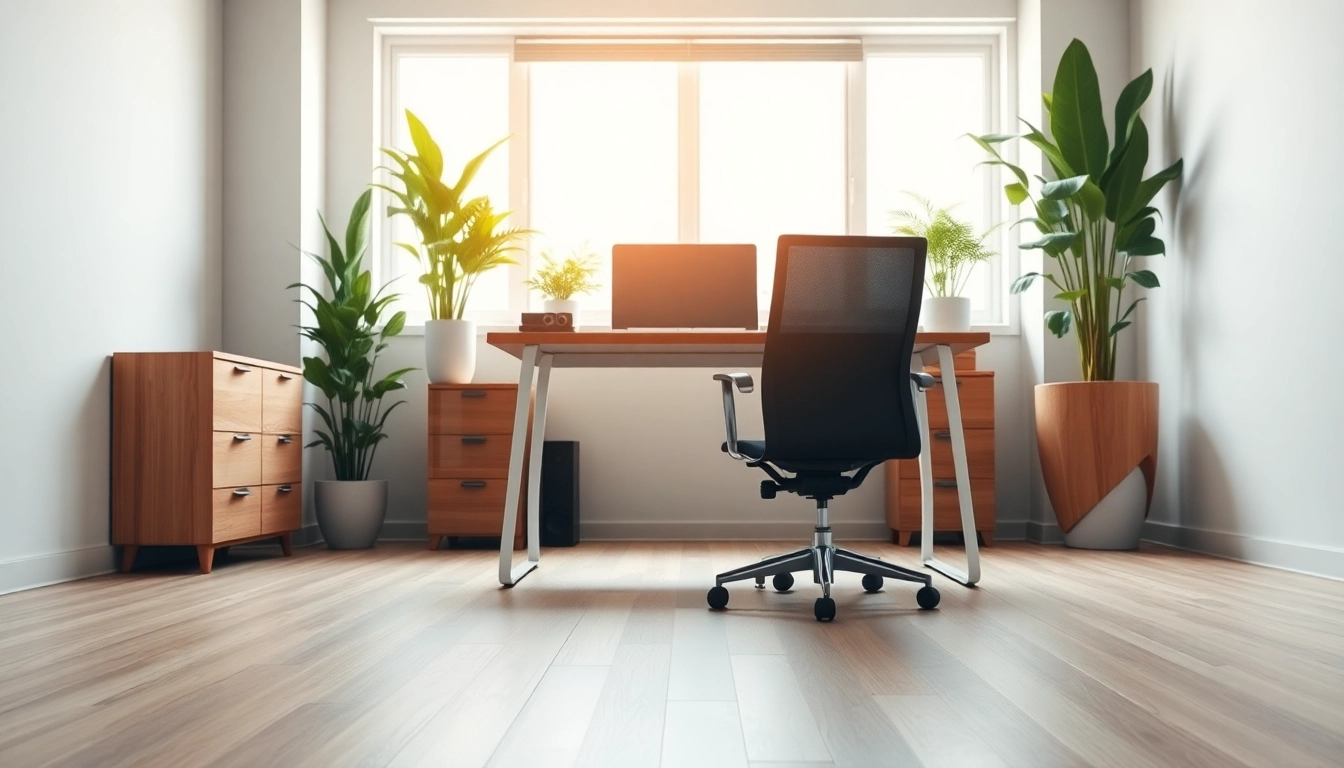 Stylishly arranged office furniture set in a modern workspace for enhanced productivity.