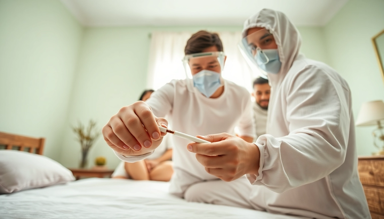 Applying eco-friendly treatment by the professional from https://affordablebedbugexterminators.com in a clean home.