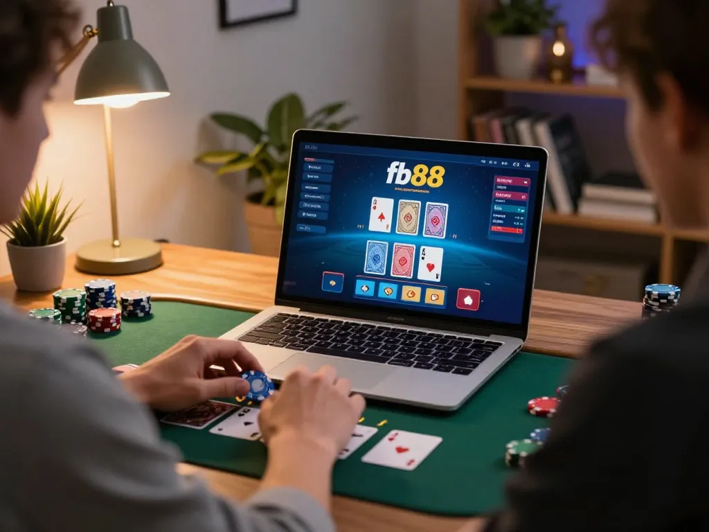 Online gambling experience with fb88's blackjack game, engaging gameplay at home