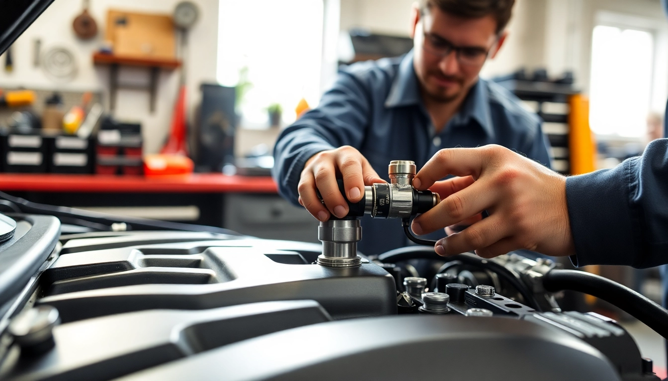 Install the RVNG G8X S58 Port Injection Kit with precision in a professional mechanic's workshop.
