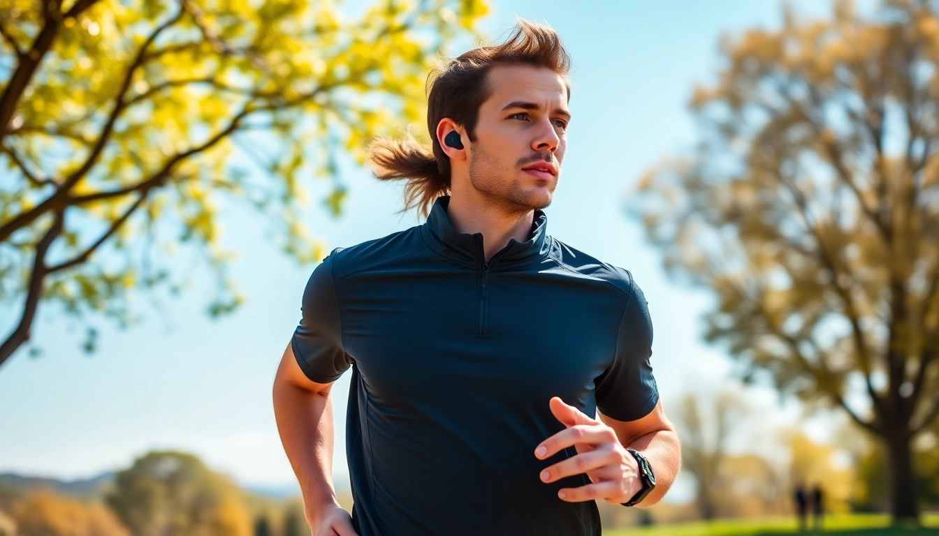 Runner enjoying music with Shokz bone conduction headphones, exercising outdoors.